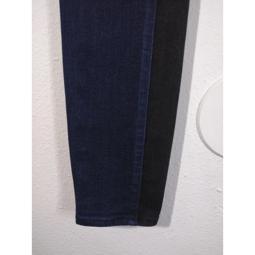 3/$20 Ann Taylor Modern Fit Black Blue Colorblock Super Skinny Jeans Size 4 - Picture 3 of 8